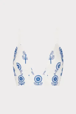 MILLY Matching Sets-Poppy Embroidery Top White/Blue