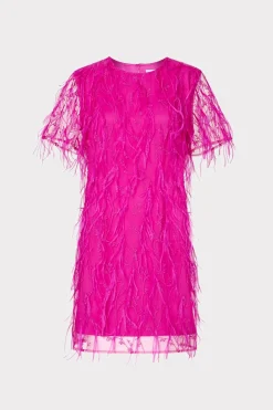 MILLY Pink Dresses-Rana Feather Dress Fuchsia
