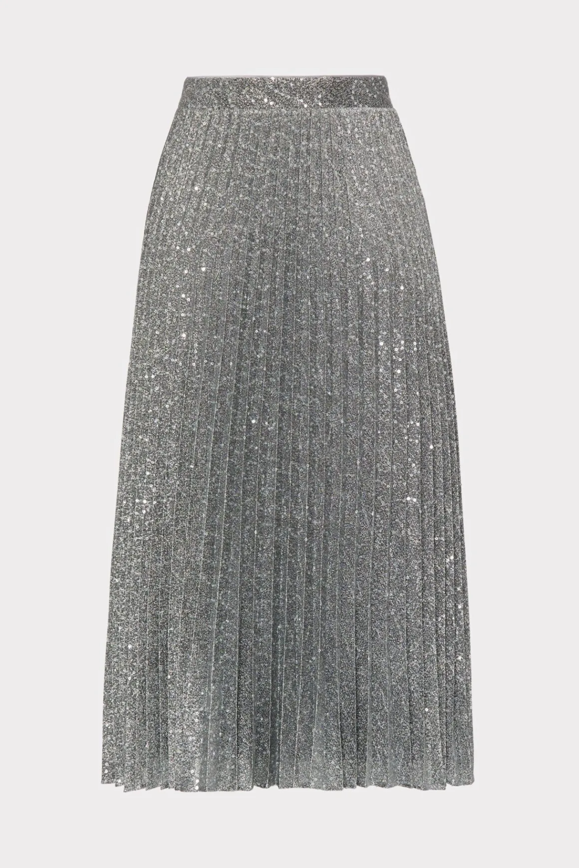 MILLY Skirts-Rayla Pleated Sequins Skirt Silver