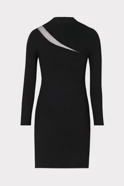 MILLY Little Black Dresses-Ren Sheer Cut Out Mini Dress Black