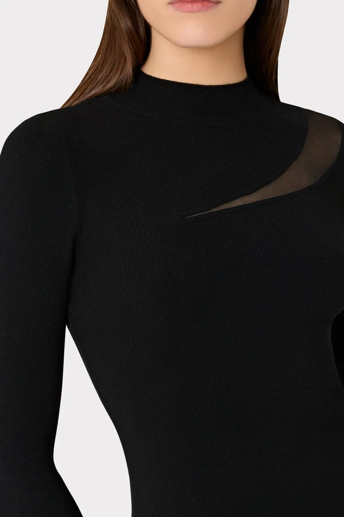 MILLY Sweaters & Knits-Ren Sheer Cut Out Mini Dress Black