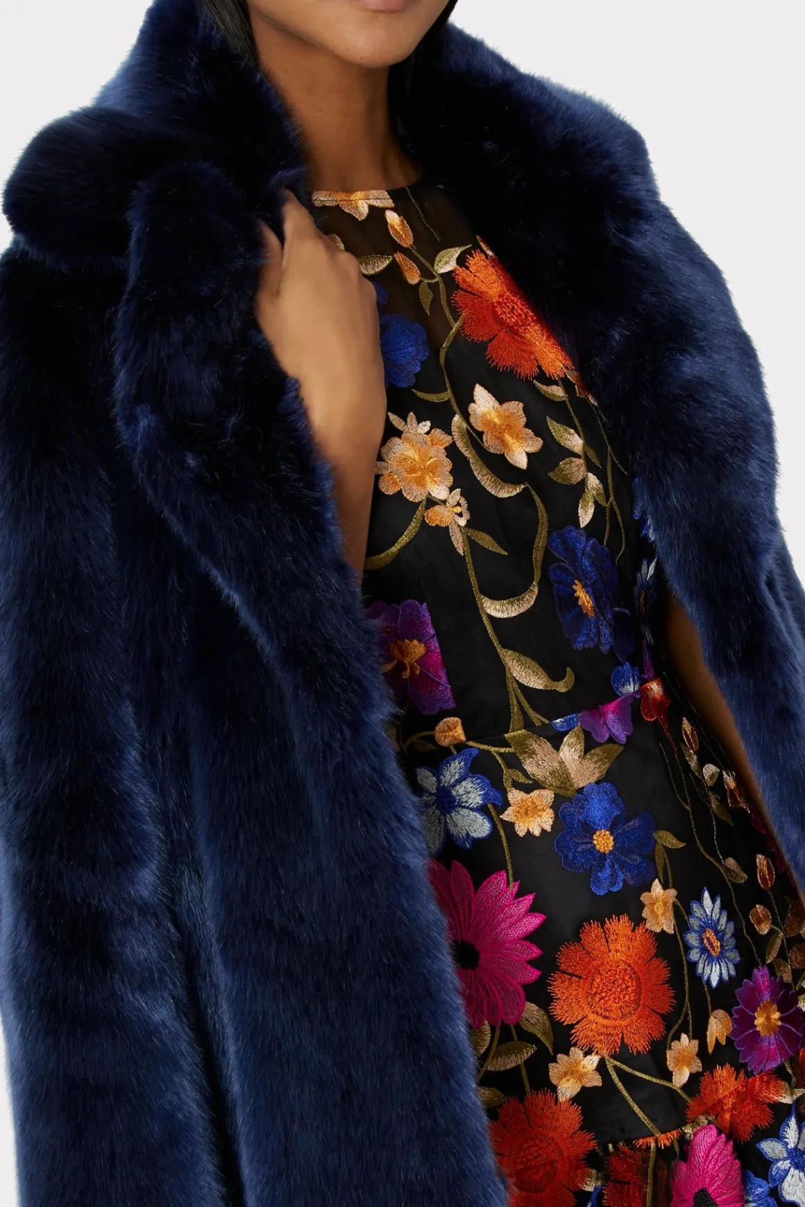 MILLY Coats & Jackets-Riley Faux Fur Coat Navy