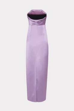 MILLY Evening Gowns-Riva Hammered Satin Gown Purple