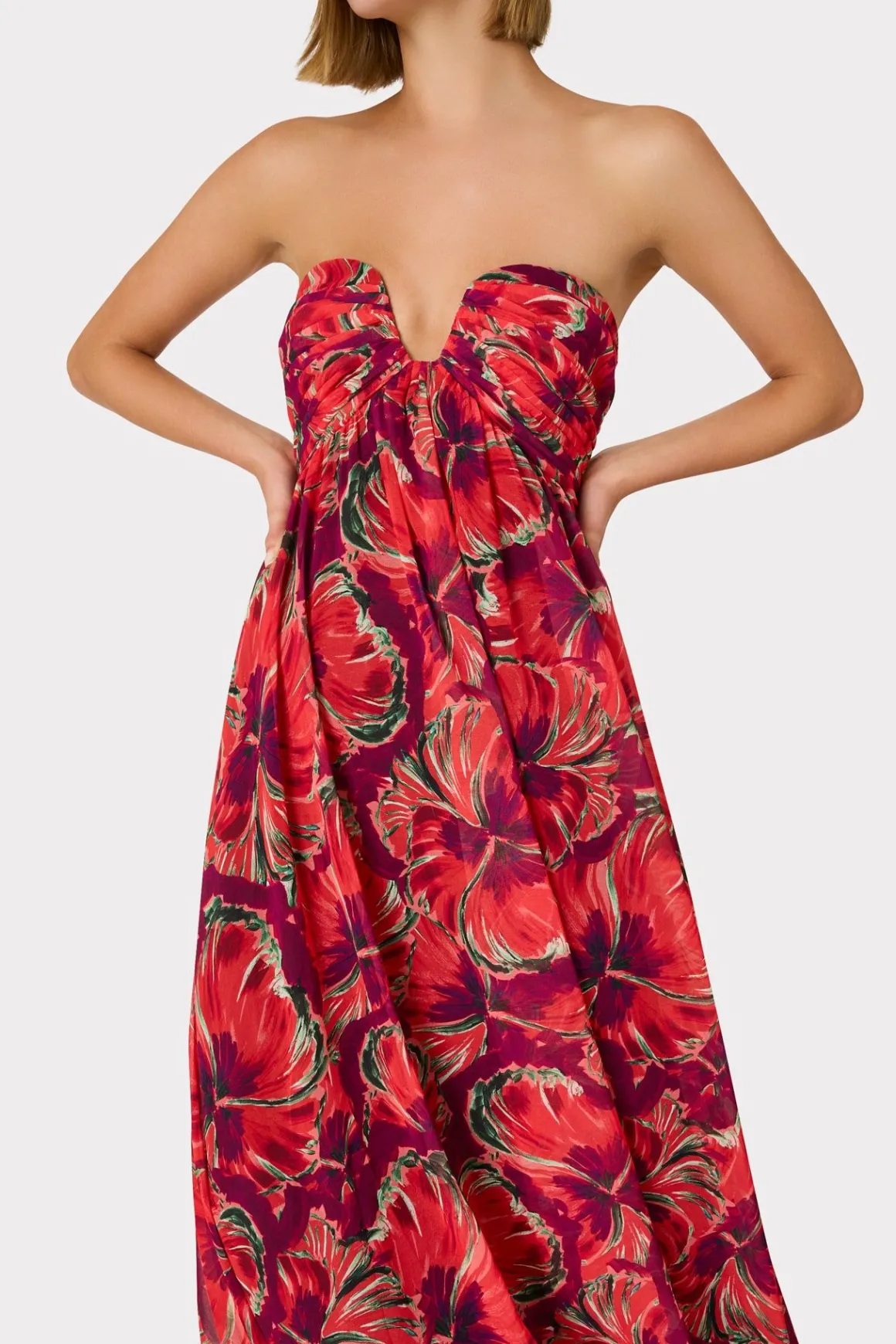 MILLY Cocktail Dresses-River Windmill Floral Dress Red Multi