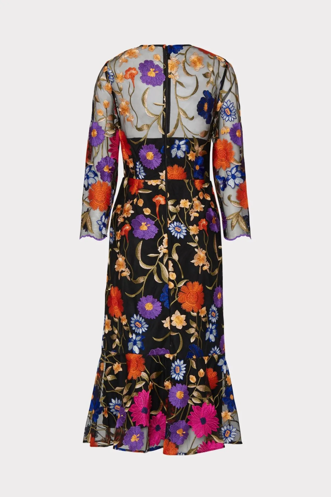 MILLY Guest Of Dresses-Rosalind Fall Foliage Embroidery Dress Black Multi