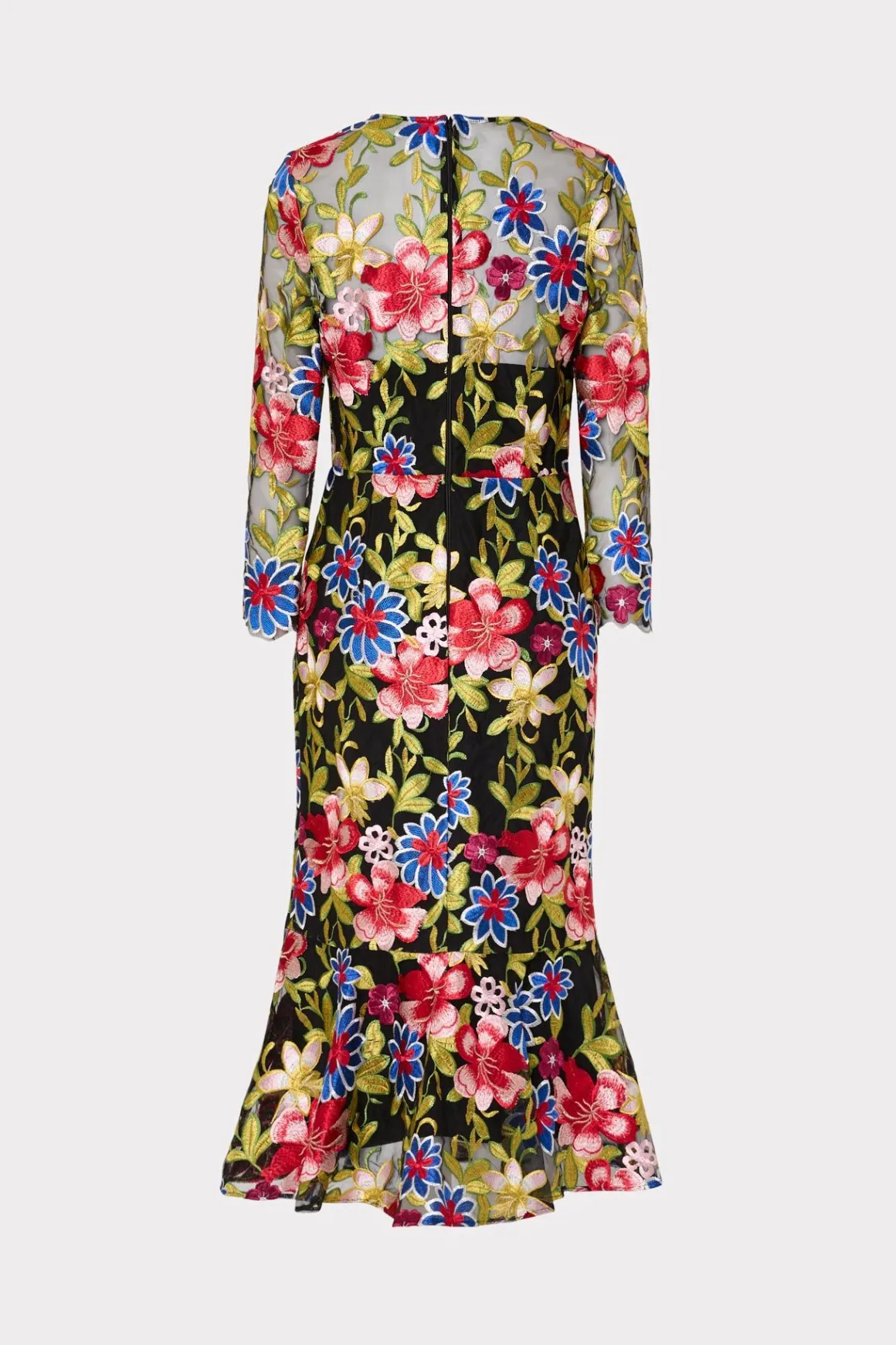 MILLY Guest Of Dresses-Rosalind Floral Embroidery Dress Red Multi