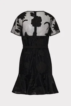 MILLY Mini Dresses-Rosie 3D Butterfly Embroidery Dress Black