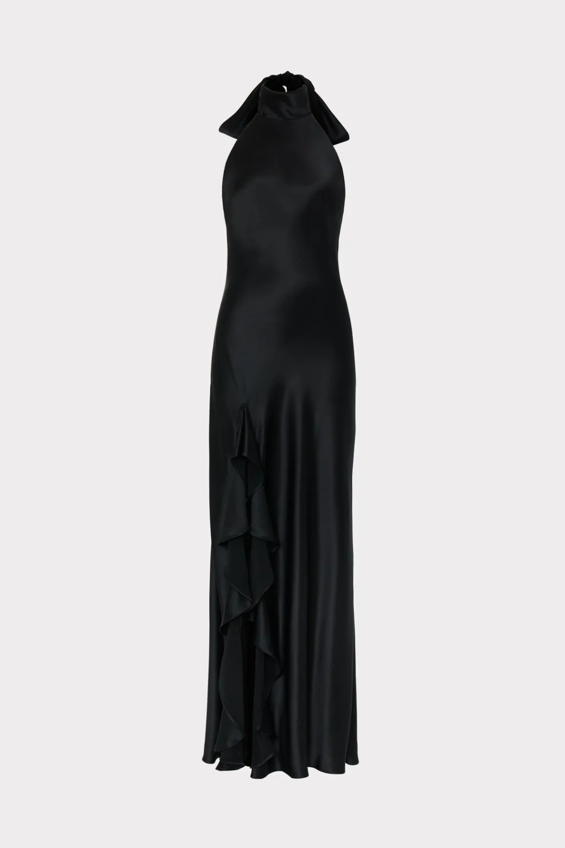 MILLY Evening Gowns-Roux Hammered Satin Gown Black