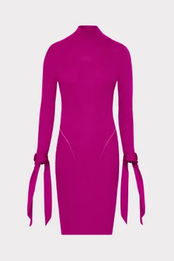 MILLY Knit Dresses-Rowa Cascading Cuff Mini Dress Dark Pink