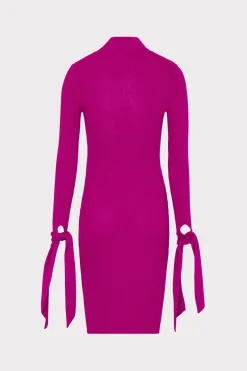 MILLY Knit Dresses-Rowa Cascading Cuff Mini Dress Dark Pink