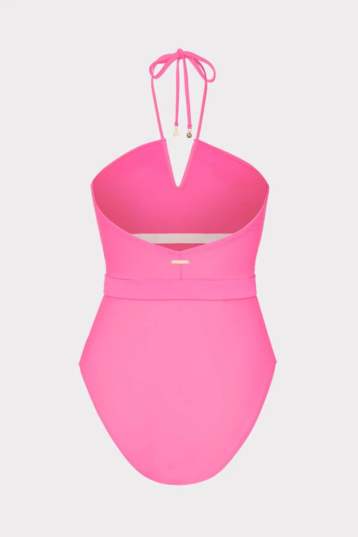 MILLY Jumpsuits & Rompers-Ruched Halter One Piece Neon Pink