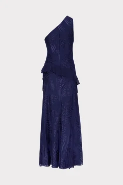 MILLY Guest Of Dresses-Ryanna Chiffon Devore Dress Navy