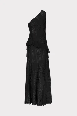 MILLY Maxi Dresses-Ryanna Chiffon Devore Dress Black