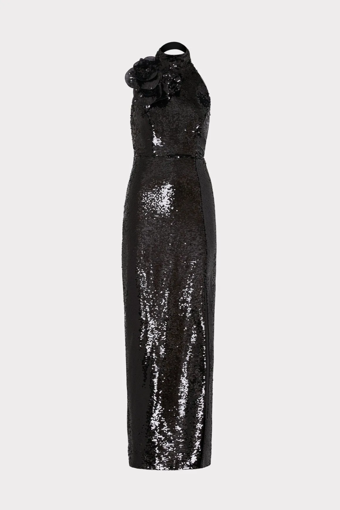 MILLY Evening Gowns-Sabine 3D Sequins Rosette Dress Black