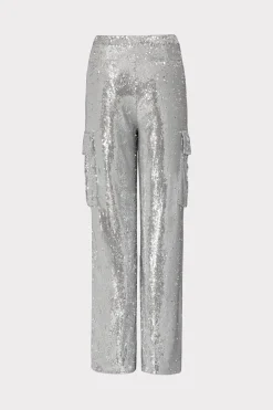 MILLY Matching Sets-Saison Sequins Cargo Pants Silver