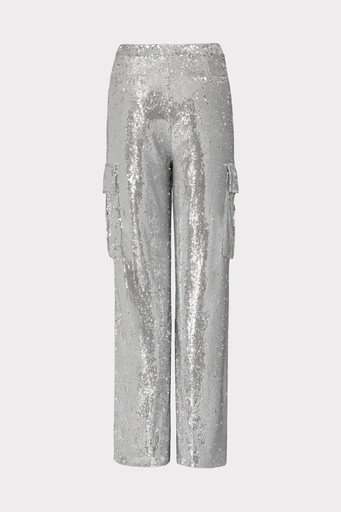 MILLY Pants-Saison Sequins Cargo Pants Silver