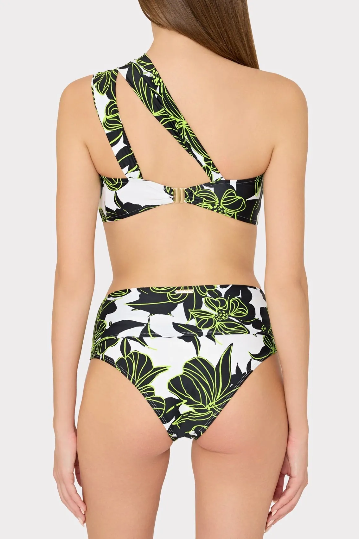 MILLY Bikinis-Sea Of Petals High Waisted Bikini Bottom Chartreuse/Black