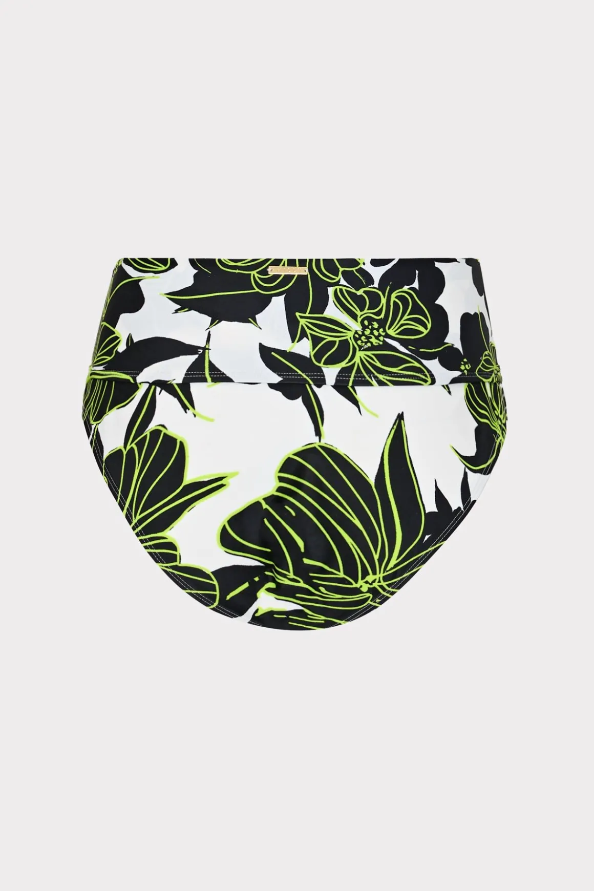 MILLY Jumpsuits & Rompers-Sea Of Petals High Waisted Bikini Bottom Chartreuse/Black