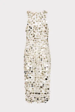 MILLY Cover-Ups-Sequin Crochet Midi Dress Ecru