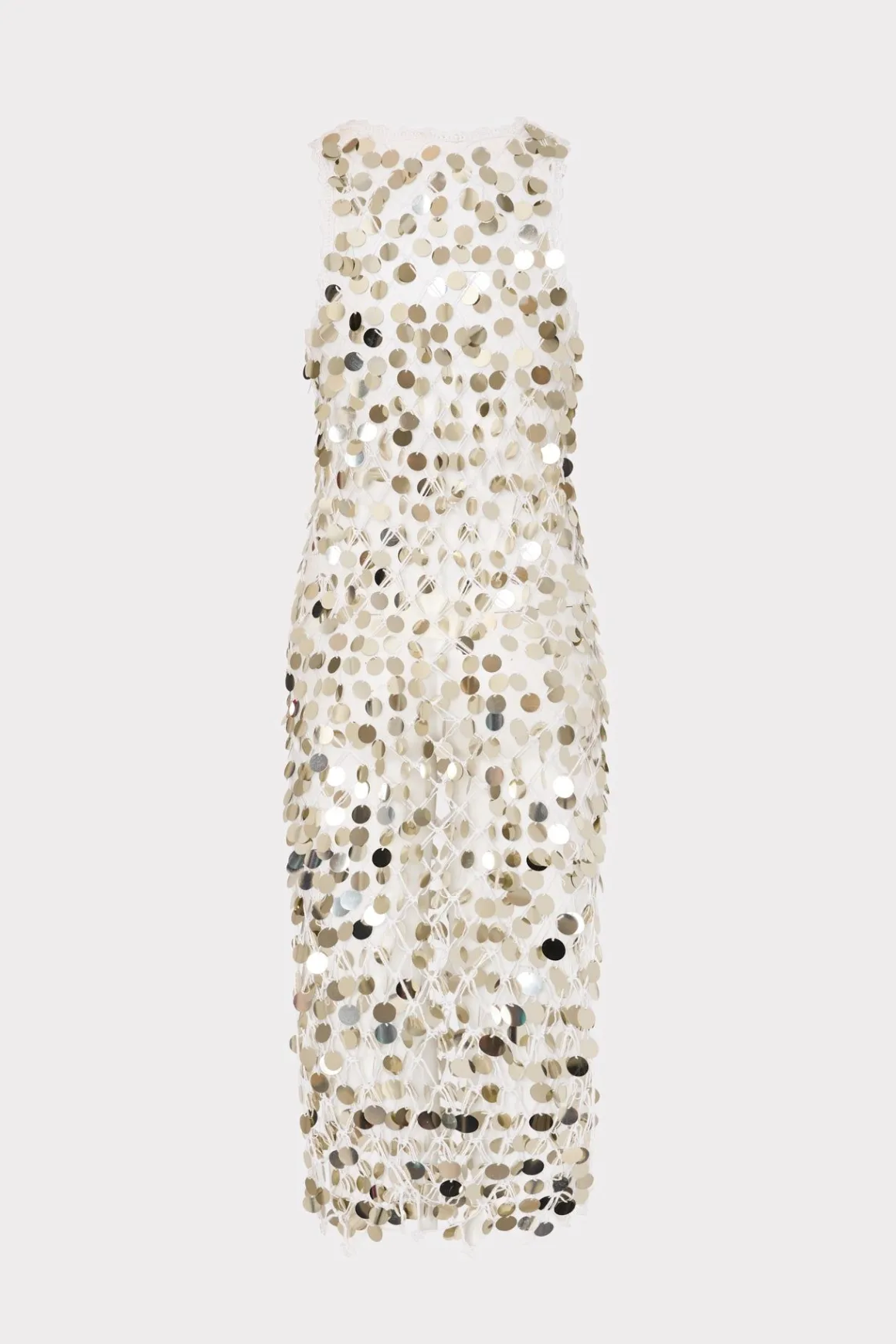 MILLY Cover-Ups-Sequin Crochet Midi Dress Ecru