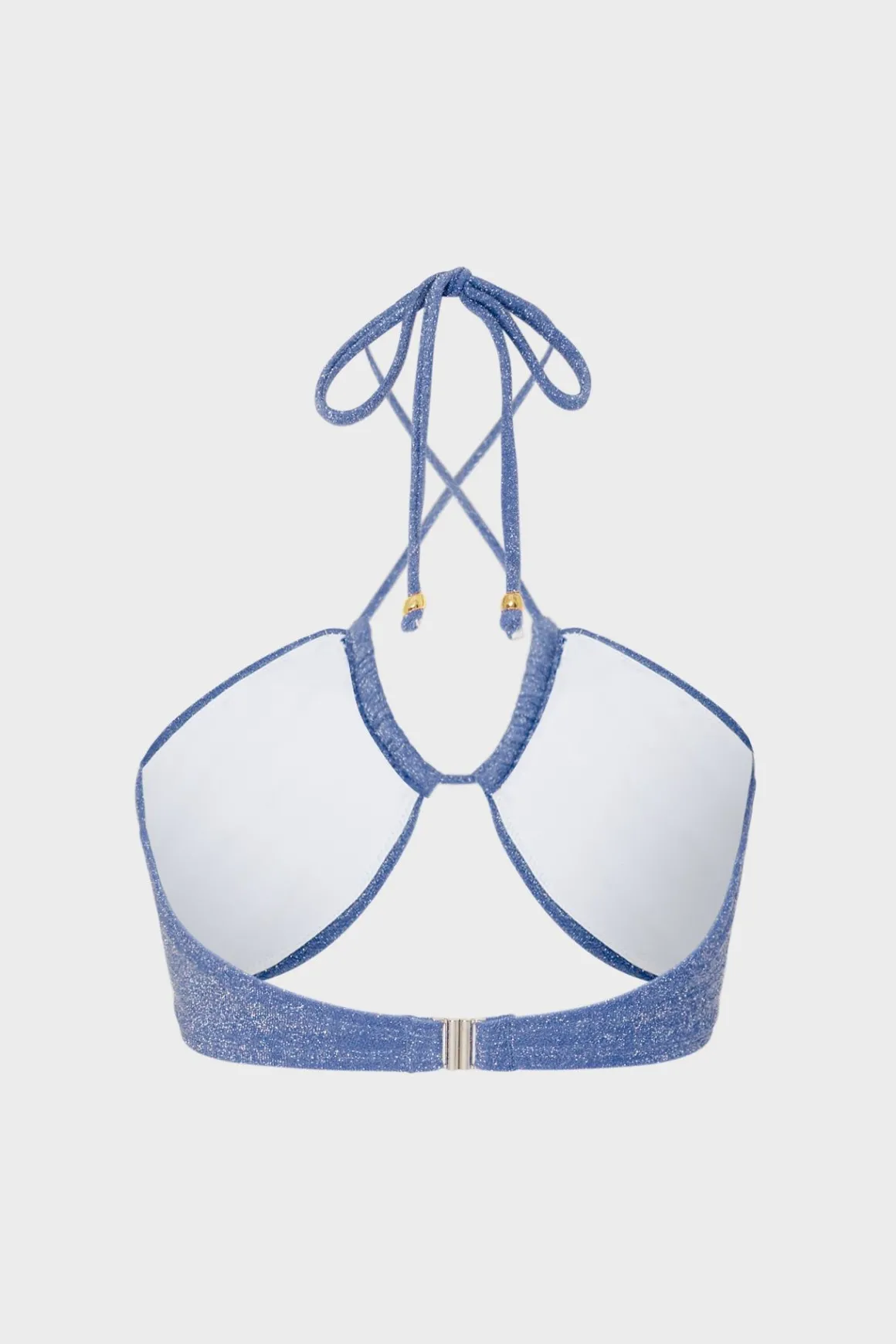 MILLY Jumpsuits & Rompers-Shimmer Halter Bikini Top Blue