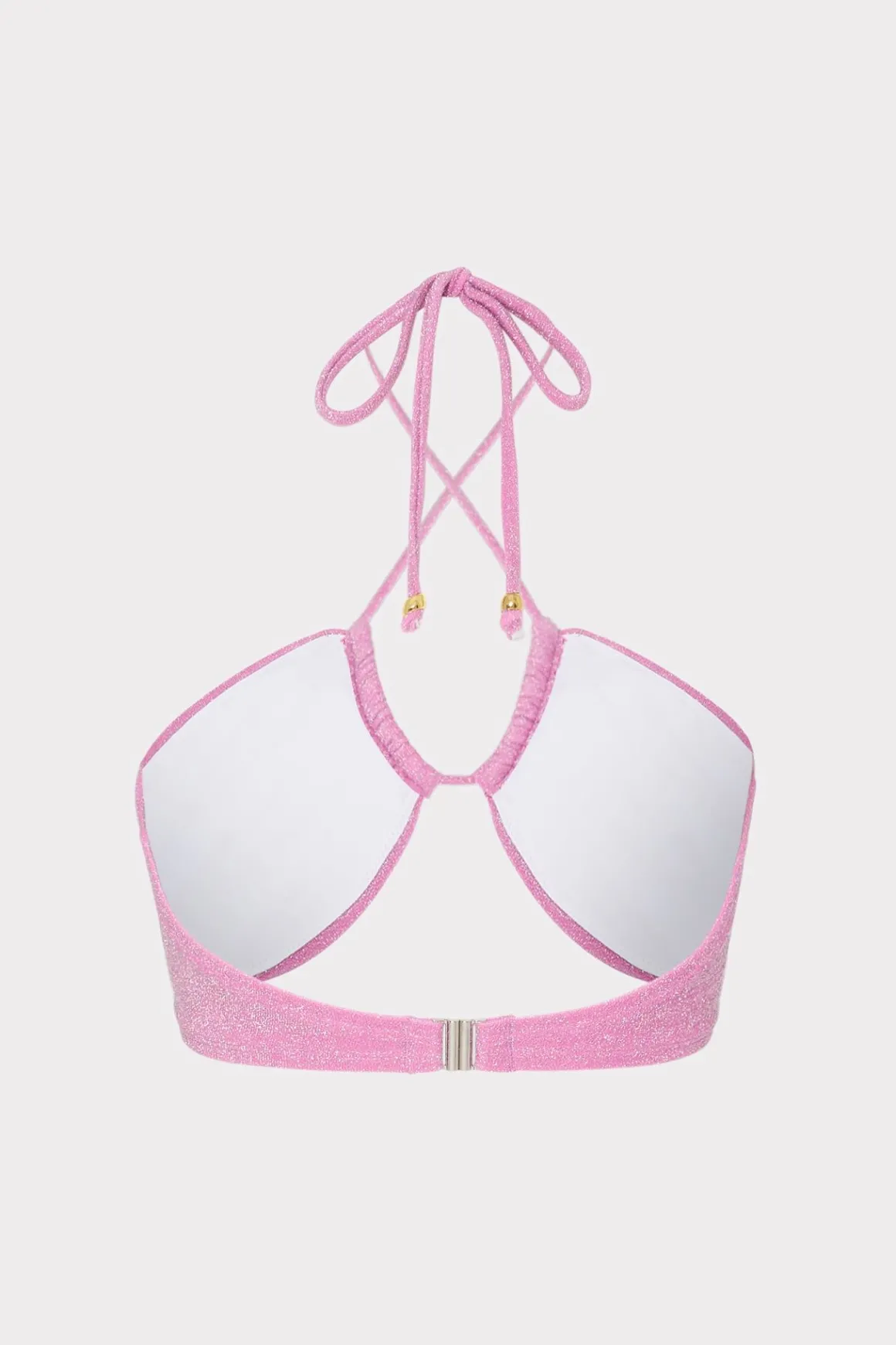 MILLY Jumpsuits & Rompers-Shimmer Halter Bikini Top Pink