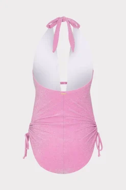 MILLY One Piece Swimsuits-Shimmer Halter One Piece Pink