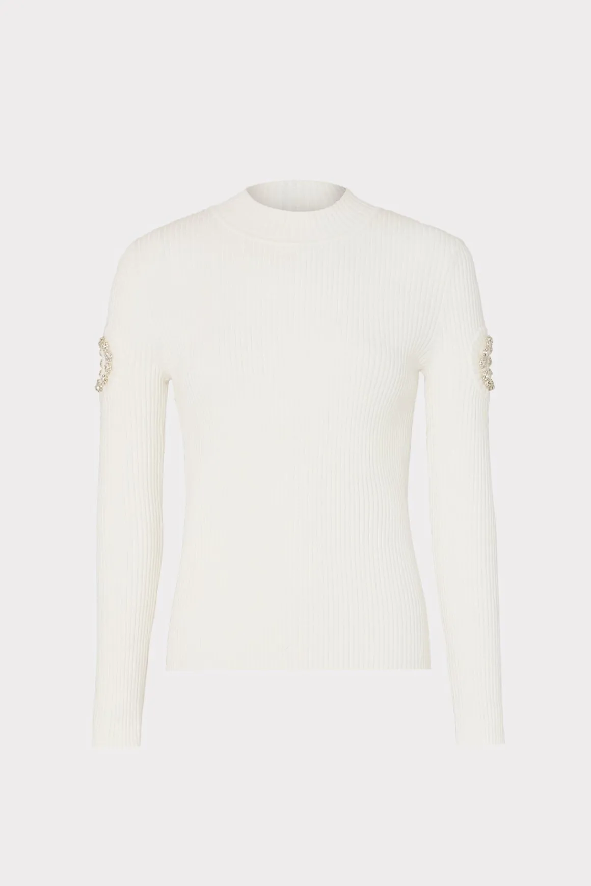 MILLY Sweaters & Knits-Shoulder Cut Out Knit Mock Neck Ecru