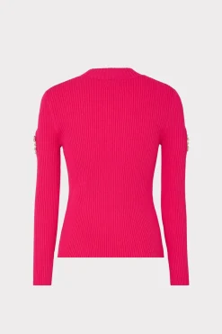 MILLY Sweaters & Knits-Shoulder Cut Out Knit Mock Neck Milly Pink