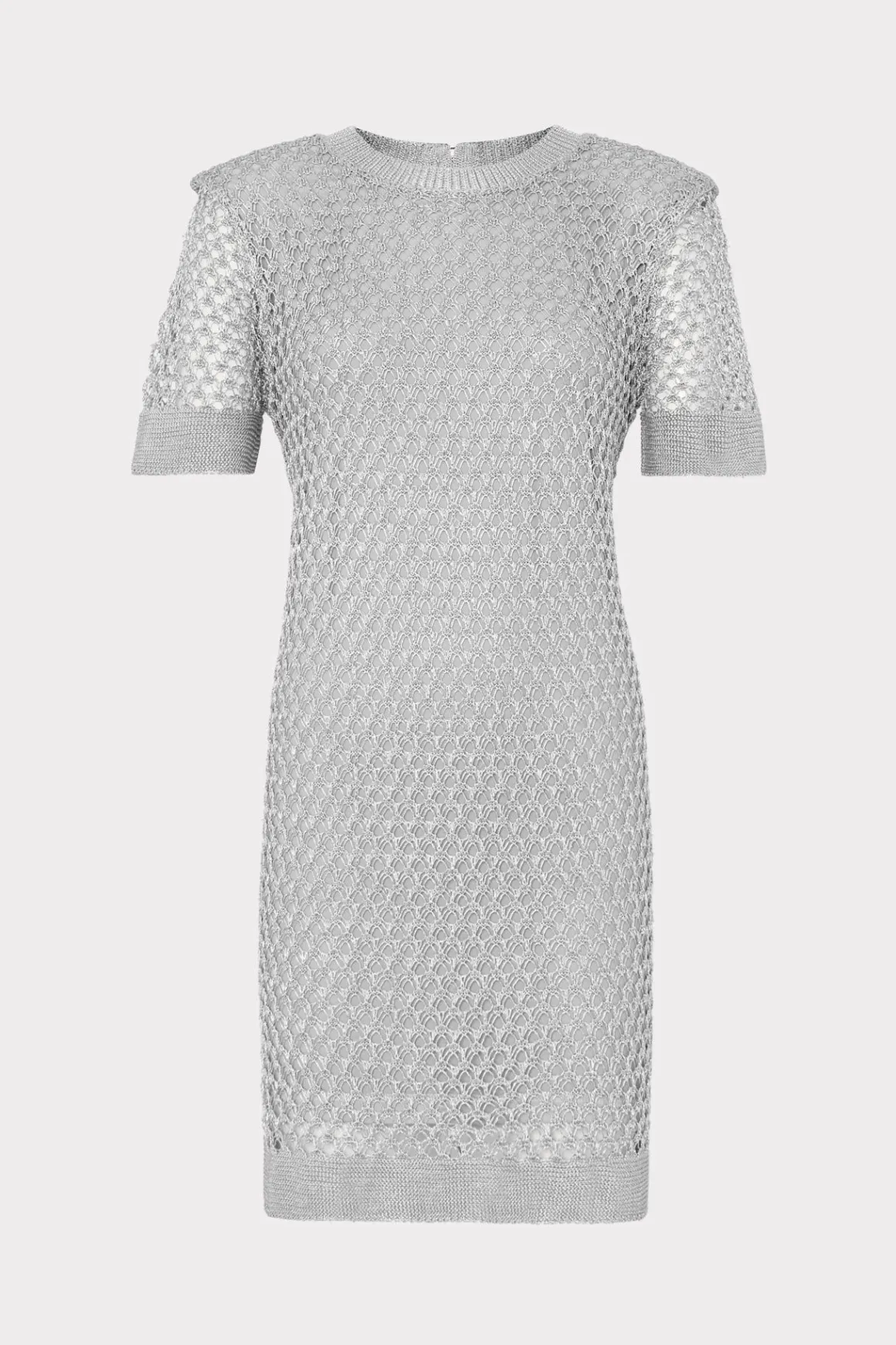 MILLY Knit Dresses-Sinclair Metallic Mesh Mini Dress Silver