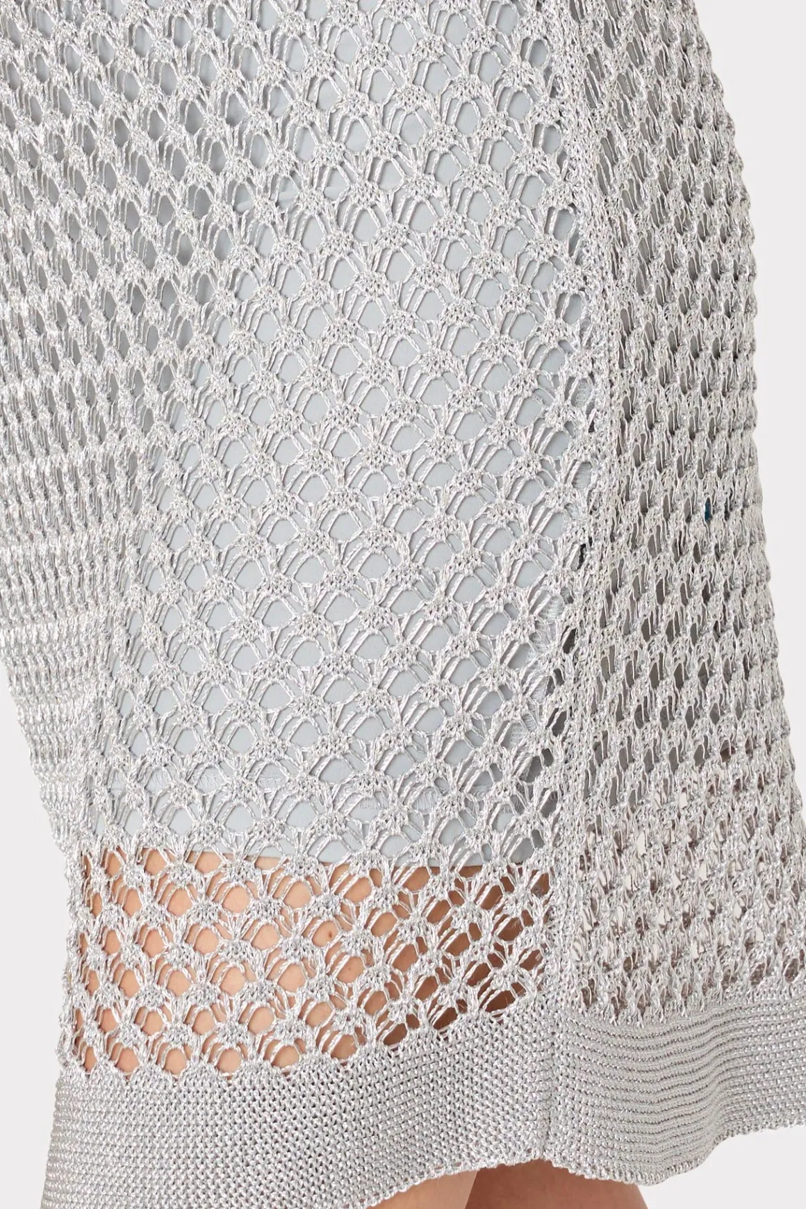 MILLY Knit Dresses-Sinclair Metallic Mesh Mini Dress Silver