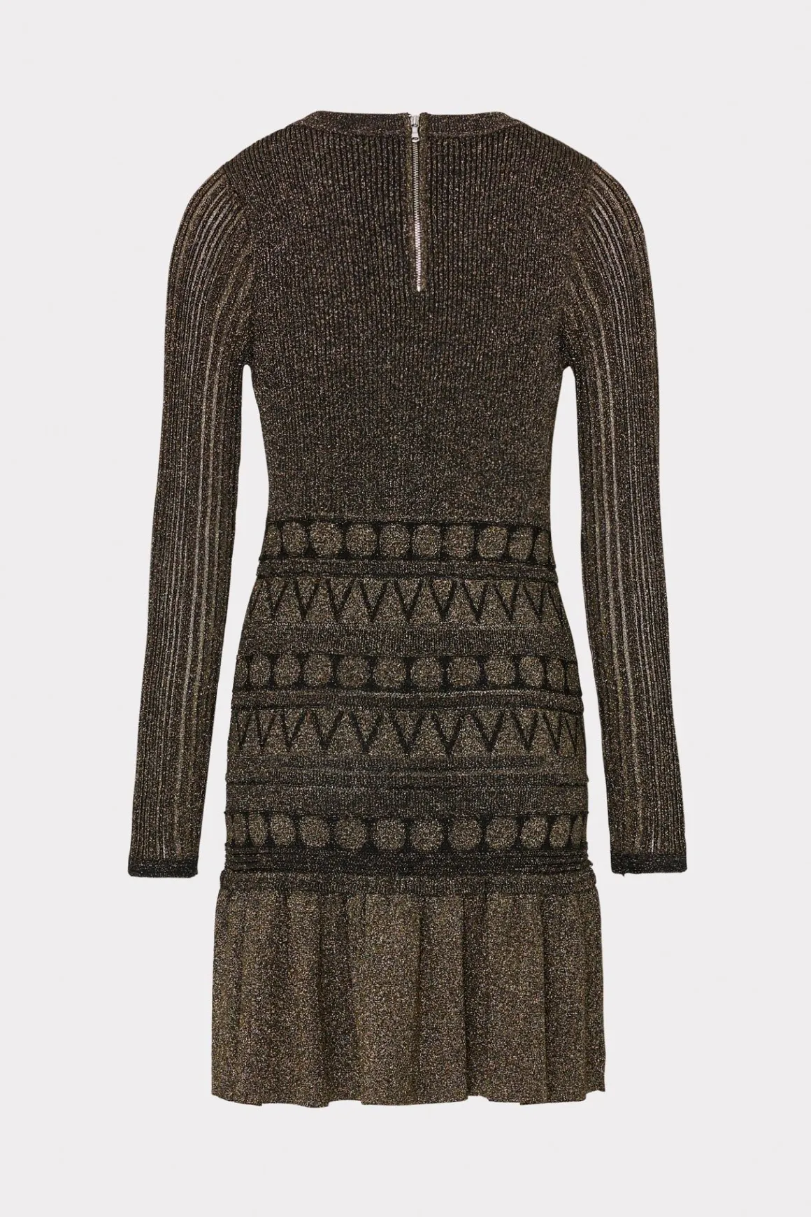 MILLY Knit Dresses-Solene Metallic Ruffle Mini Dress Gold