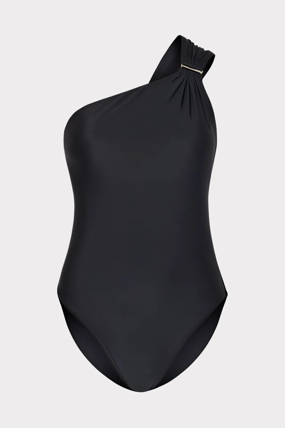MILLY One Piece Swimsuits-Solid Carvico Vita One Shoulder One Piece Black