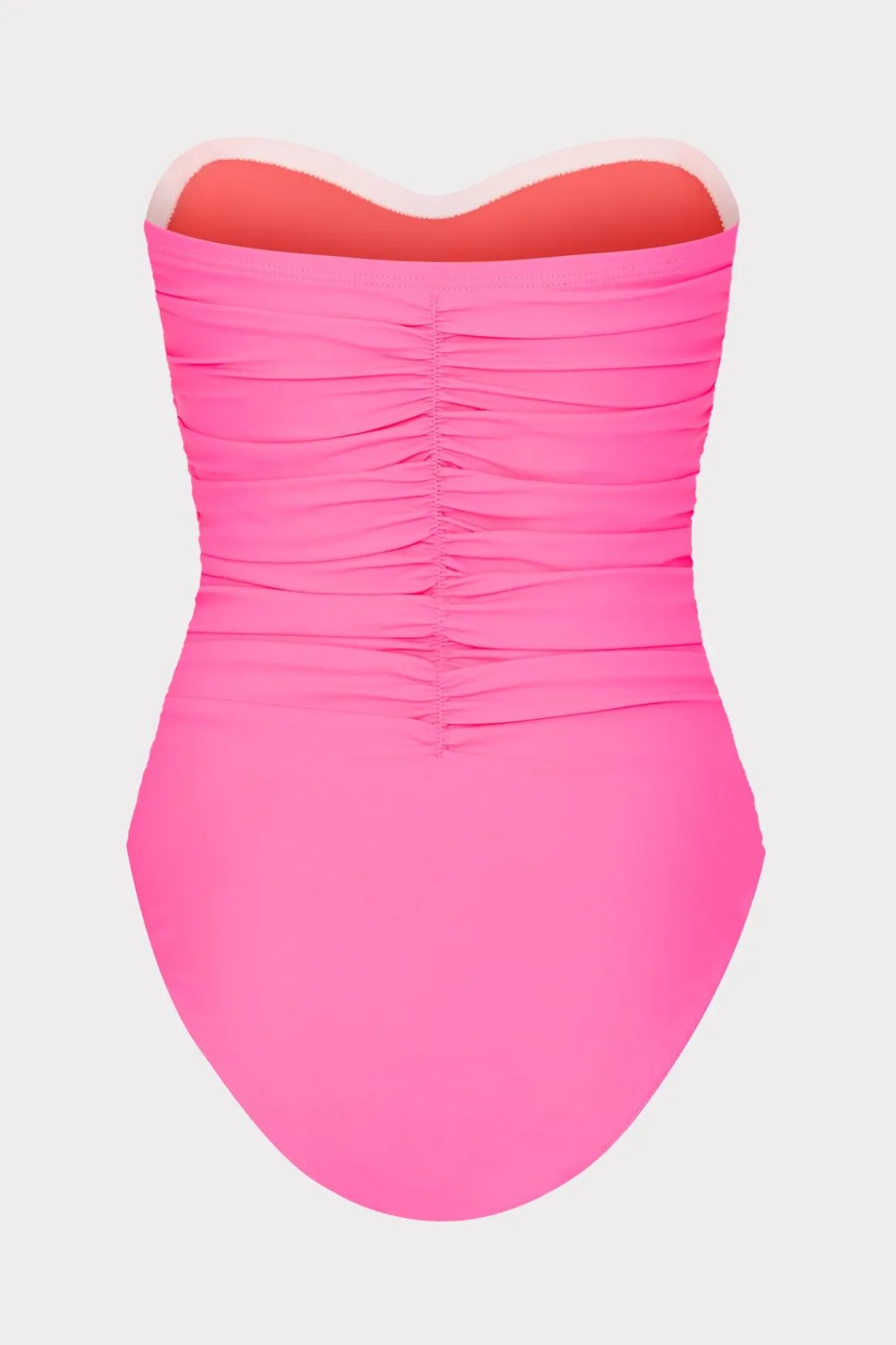 MILLY One Piece Swimsuits-Solid Carvico Vita Ruched One Piece Pink