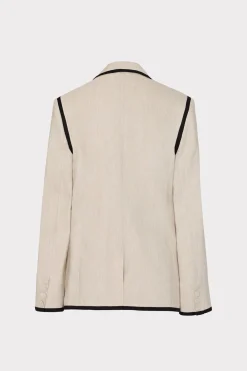 MILLY Blazers-Solid Linen Jacket Natural