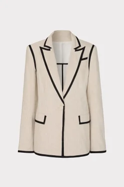 MILLY Jumpsuits & Rompers-Solid Linen Jacket Natural