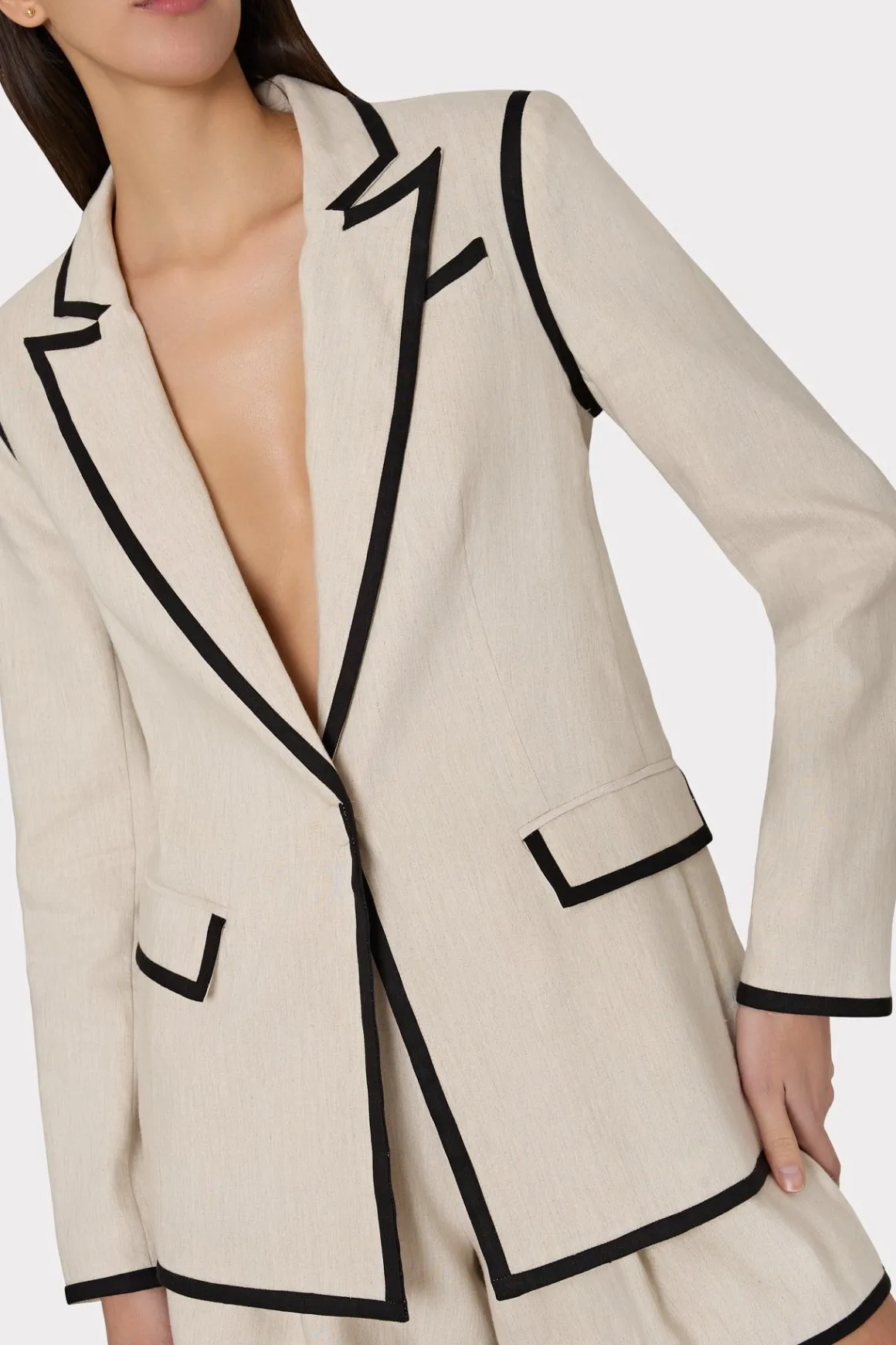 MILLY Coats & Jackets-Solid Linen Jacket Natural