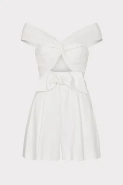 MILLY Jumpsuits & Rompers-Solid Linen Romper White