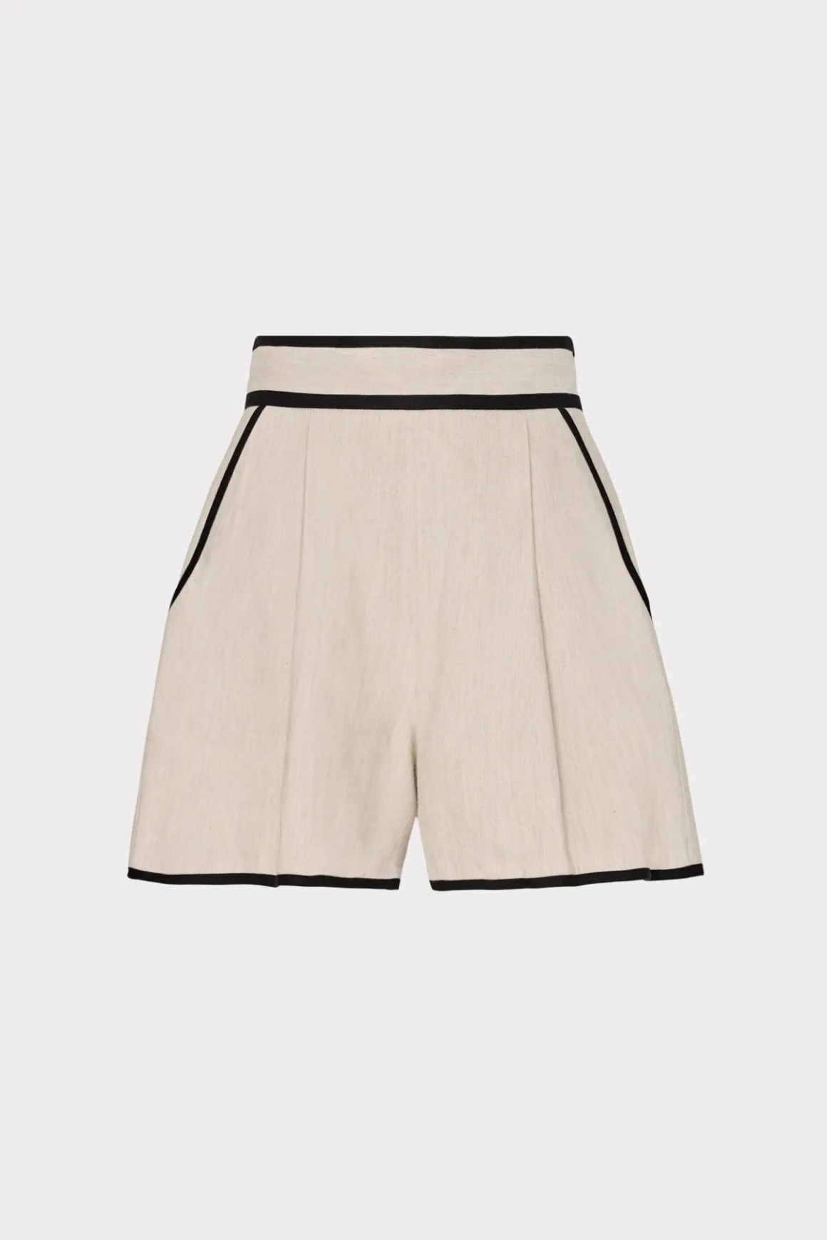 MILLY Matching Sets-Solid Linen Shorts Natural