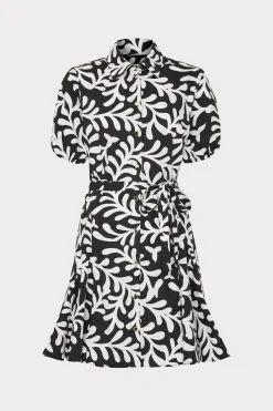 MILLY Jumpsuits & Rompers-Spanish Vine Poplin Mini Dress Black/White
