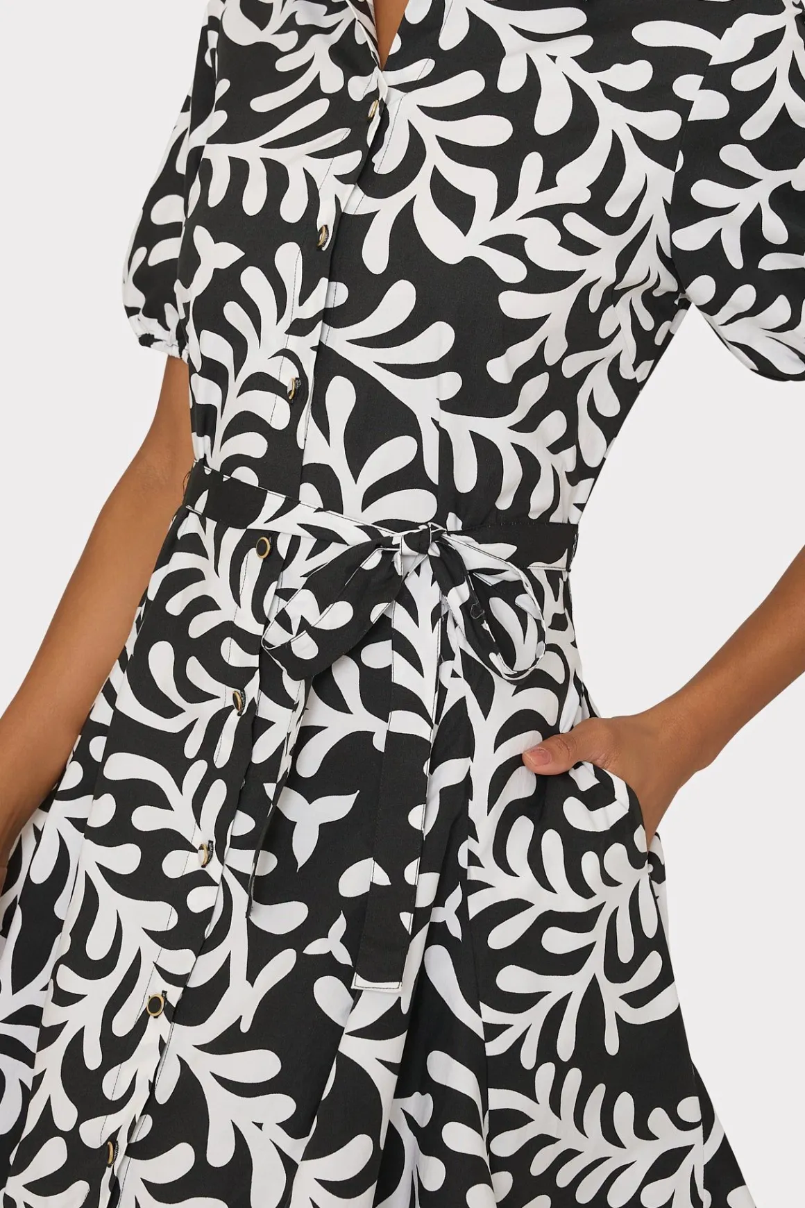 MILLY Jumpsuits & Rompers-Spanish Vine Poplin Mini Dress Black/White