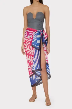 MILLY Cover-Ups-Spanish Vine Zebra Sarong Multi