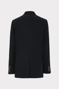 MILLY Coats & Jackets-Stacy Hammered Satin Blazer Black