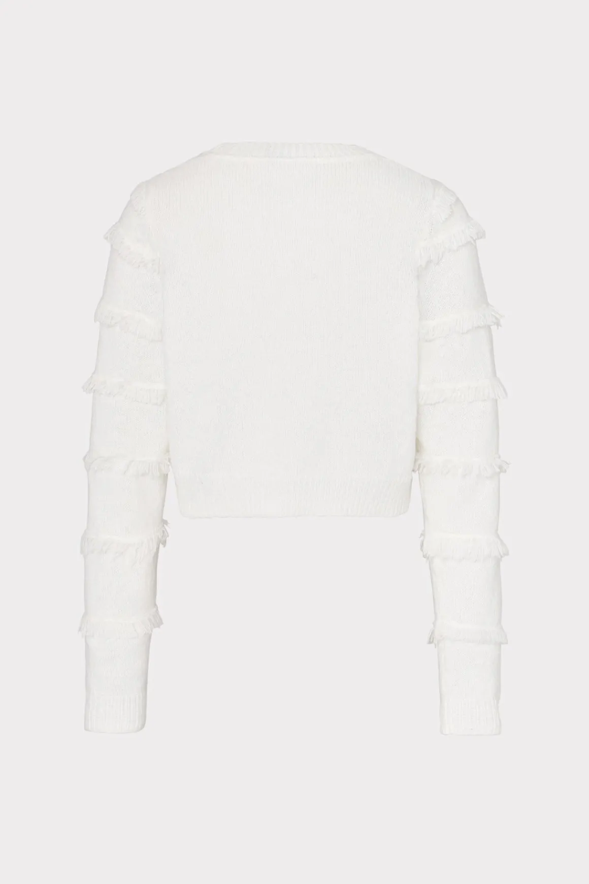 MILLY Sweaters & Knits-Striped Fringe Sweater Ecru