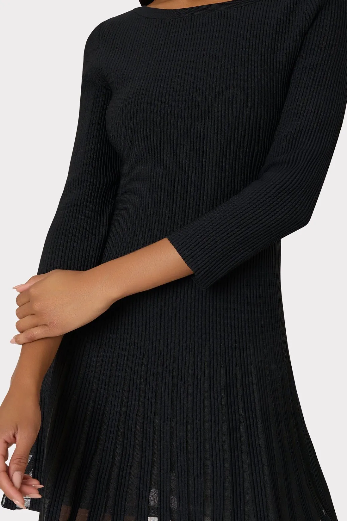 MILLY Little Black Dresses-Tabitha Sheer Godet Mini Dress Black