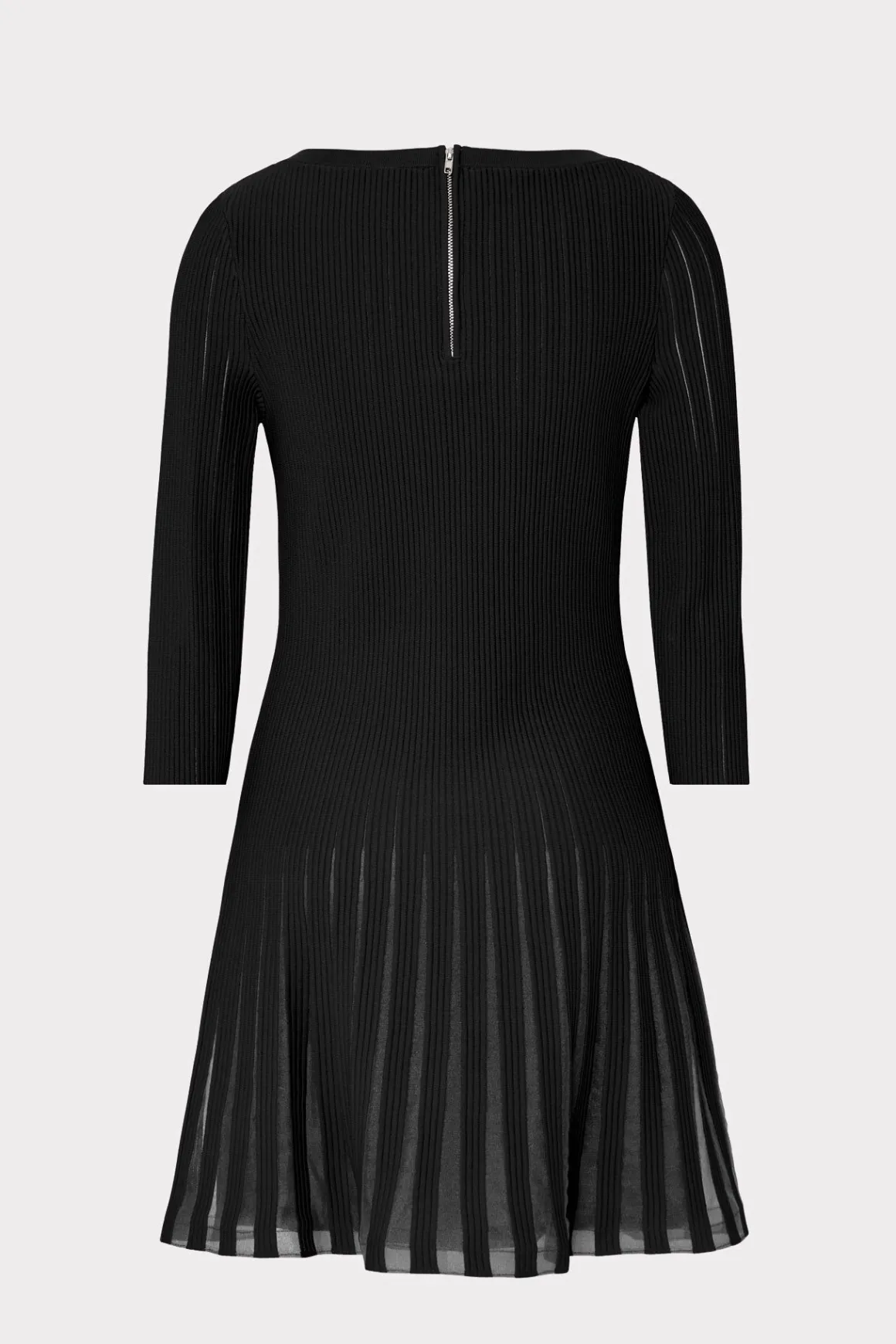 MILLY Knit Dresses-Tabitha Sheer Godet Mini Dress Black
