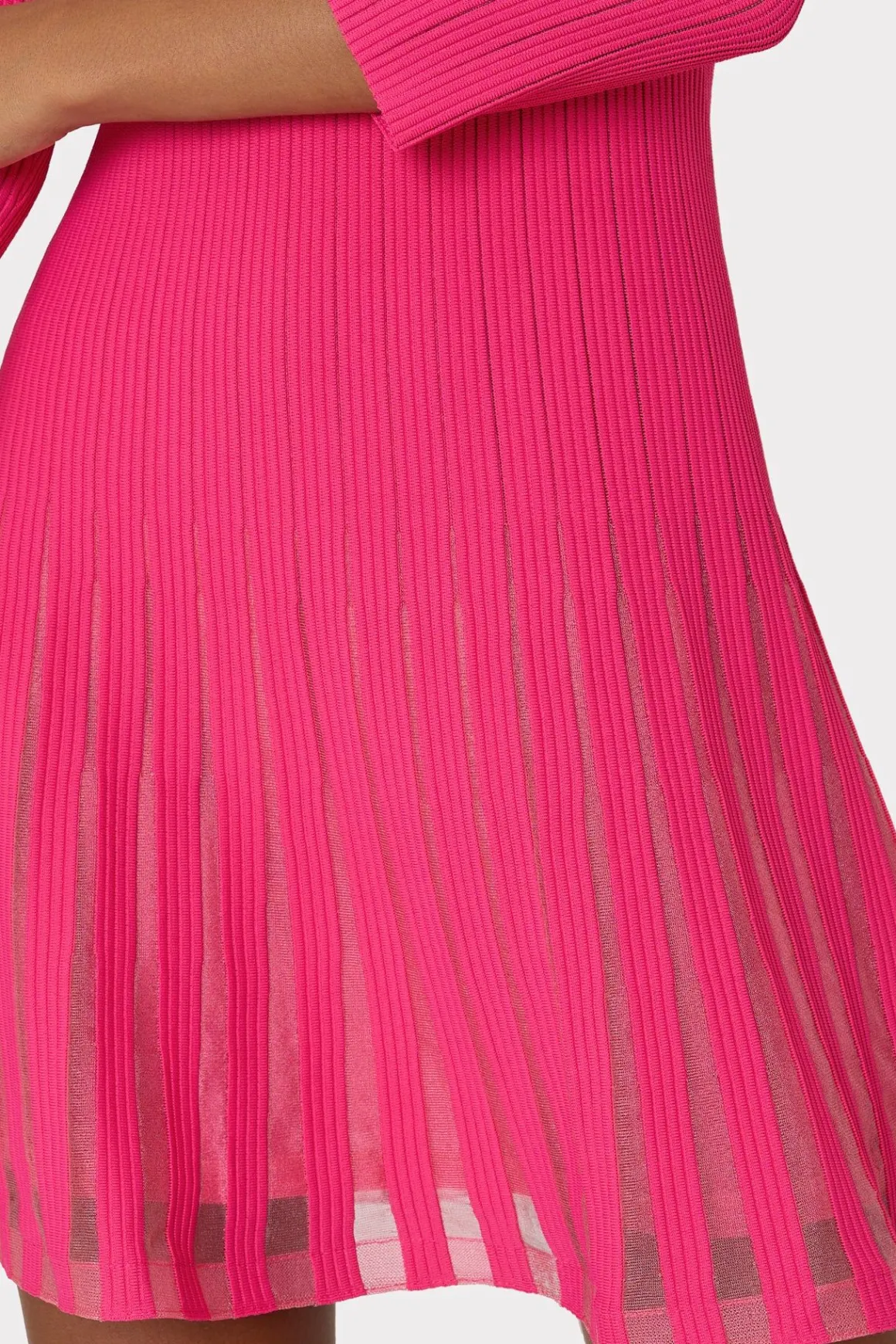 MILLY Knit Dresses-Tabitha Sheer Godet Mini Dress Milly Pink