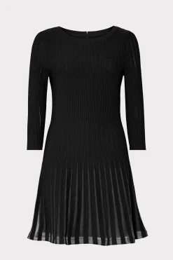 MILLY Sweaters & Knits-Tabitha Sheer Godet Mini Dress Black