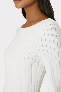 MILLY Knit Dresses-Tabitha Sheer Godet Mini Dress Ecru