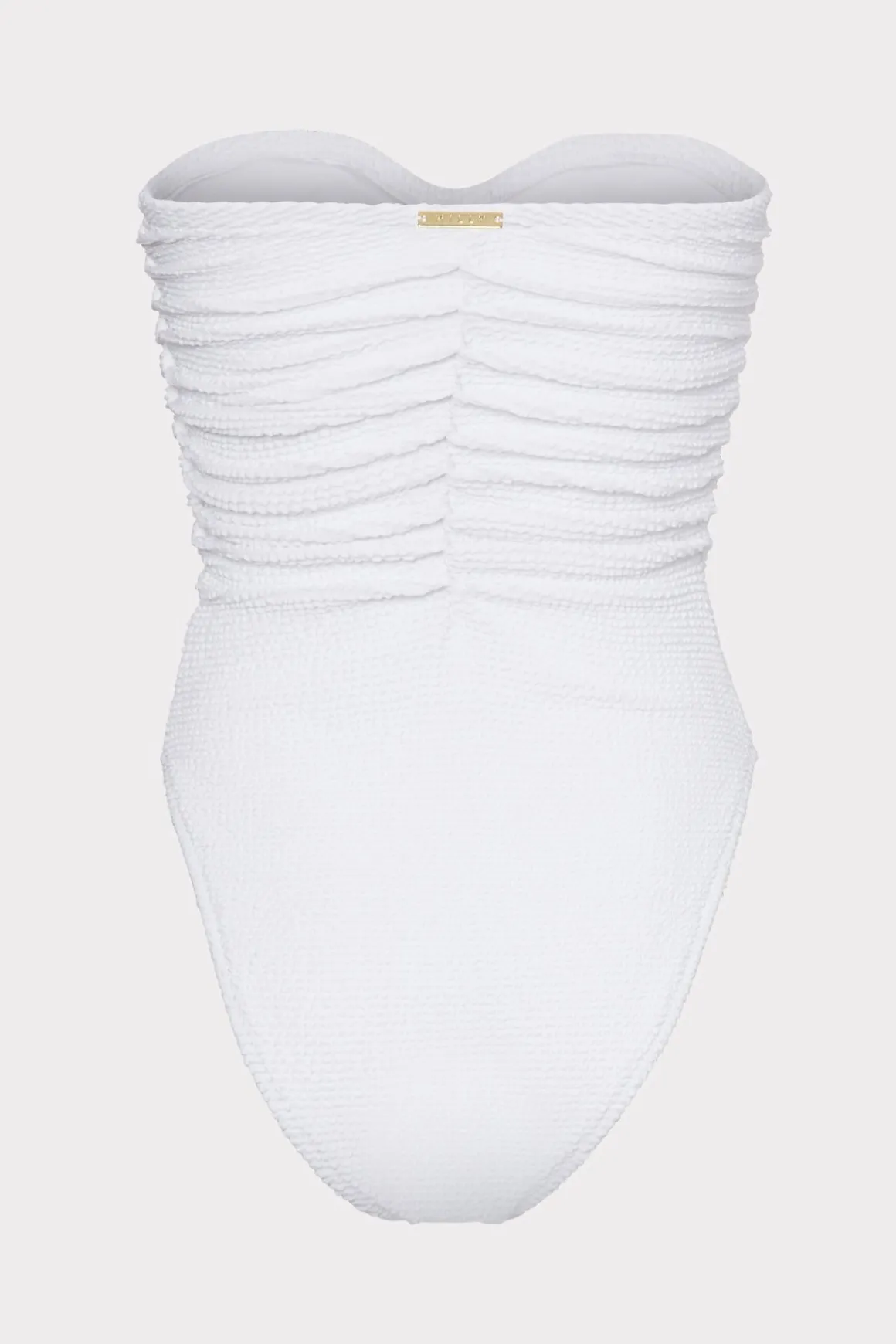 MILLY One Piece Swimsuits-Textured Ruched One Piece White